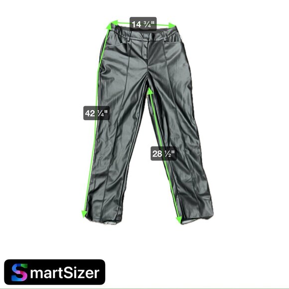 Lane Bryant NEW Sz 12 Black Faux Leather Strait Leg Pants Party New Years Chic - Picture 7 of 10